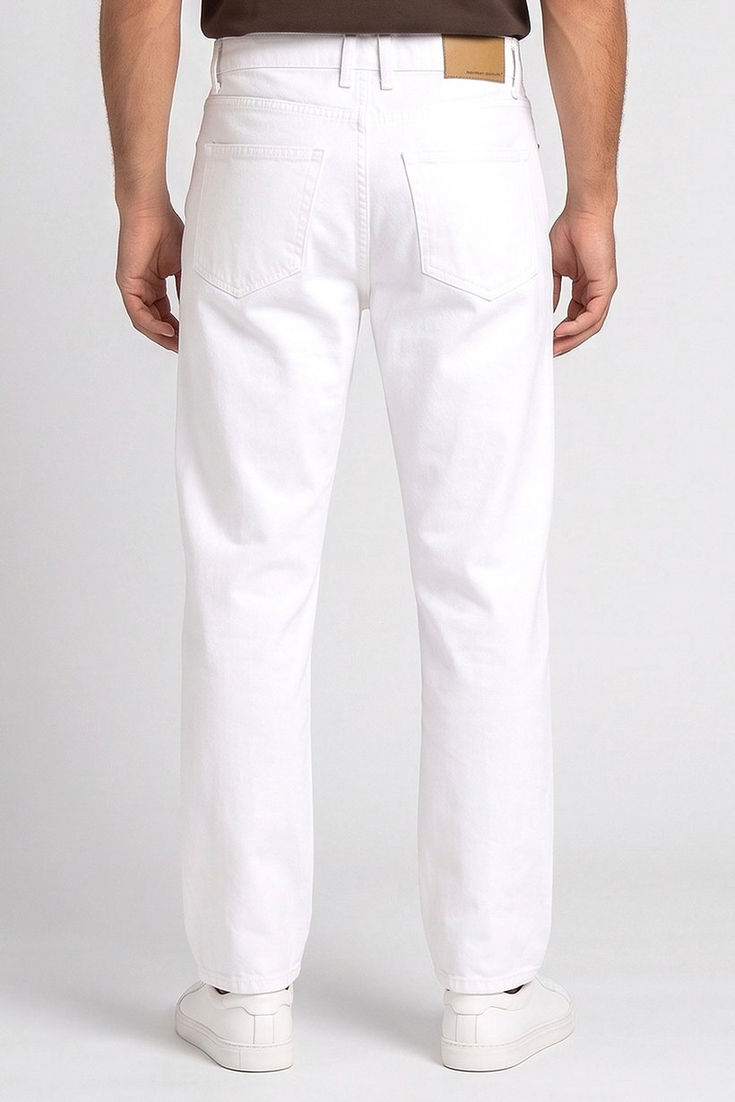 Men Baggy Fit Solid Non Stretchable Jeans, Off White