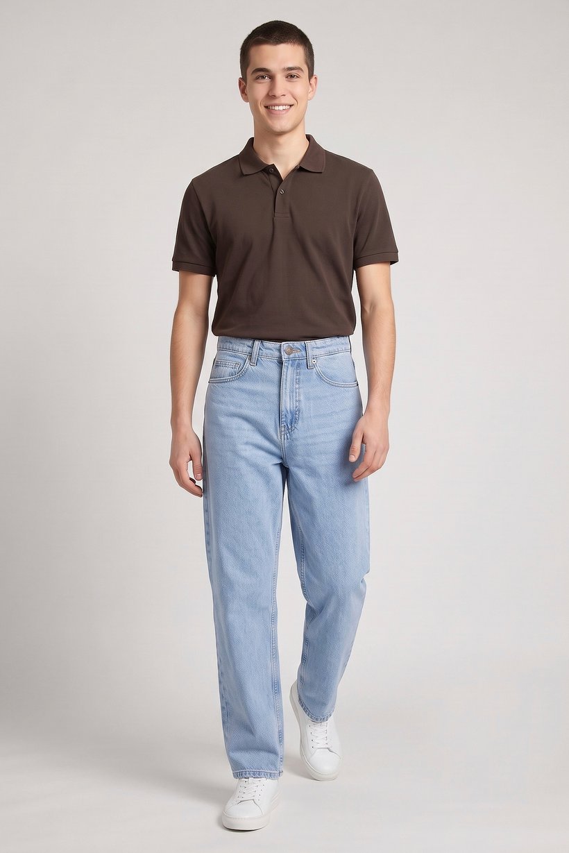 Men Baggy Fit Solid Non Stretchable Denim Jeans, Blue