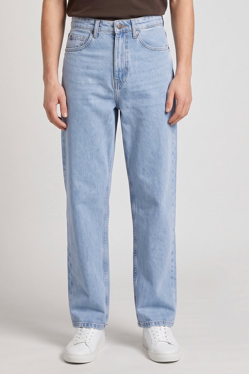 Men Baggy Fit Solid Non Stretchable Denim Jeans, Blue