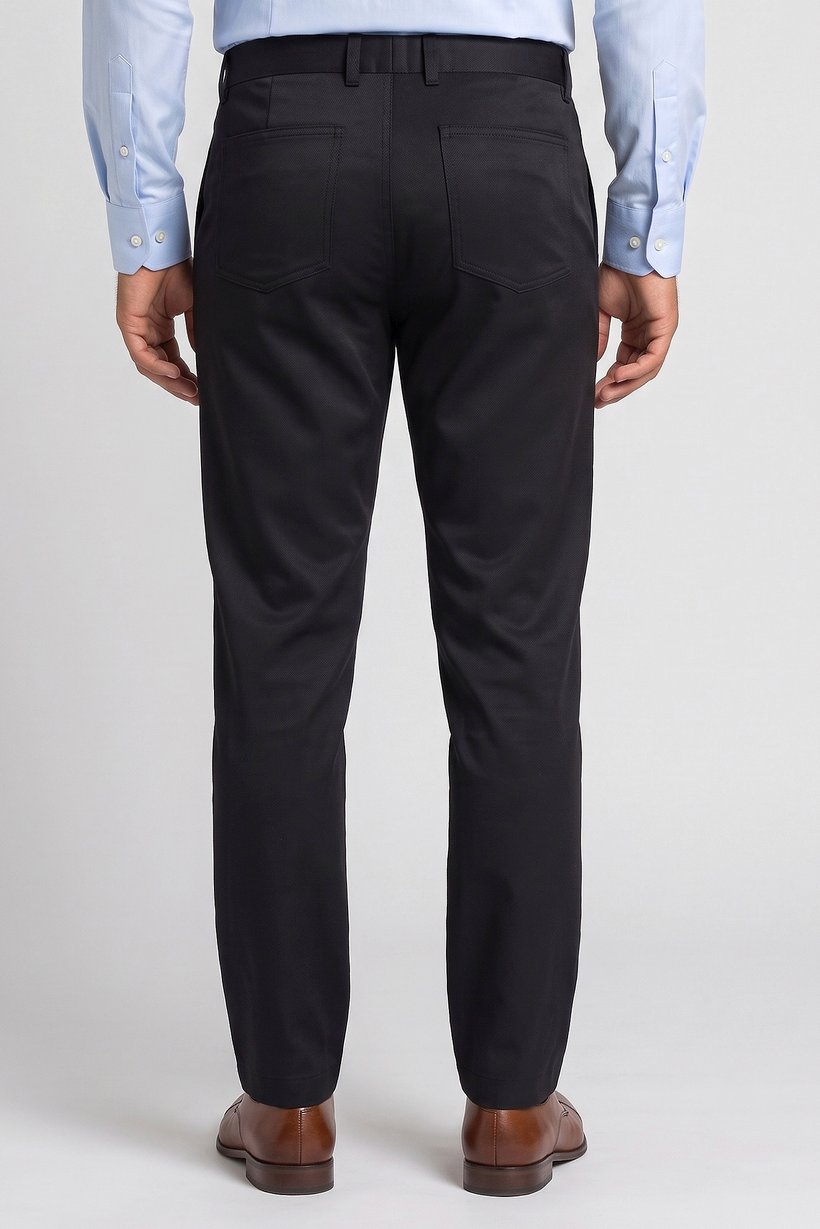 Men Regular Fit Solid Straight Leg Pants, Black