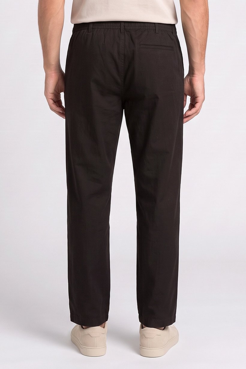 Men Straight Fit Textured Chino Pants, Black