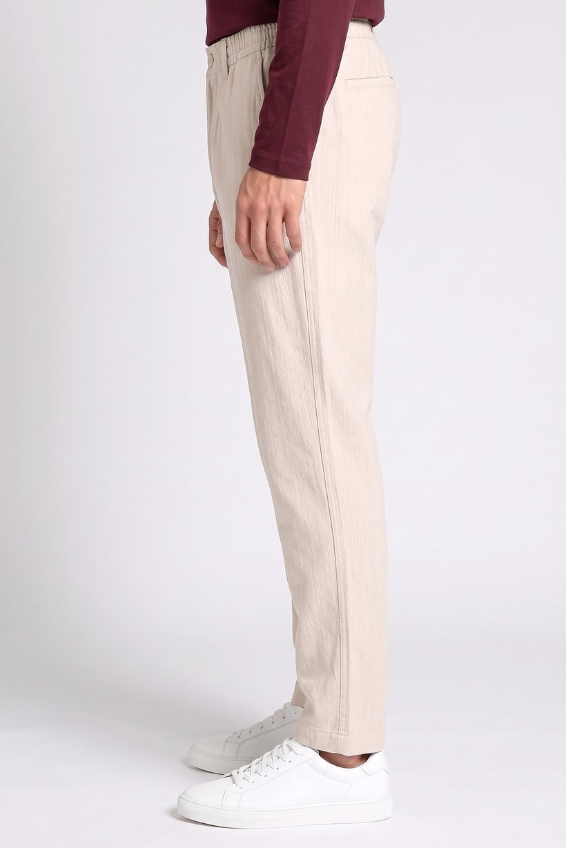 Men Straight Fit Textured Chino Pants, Beige