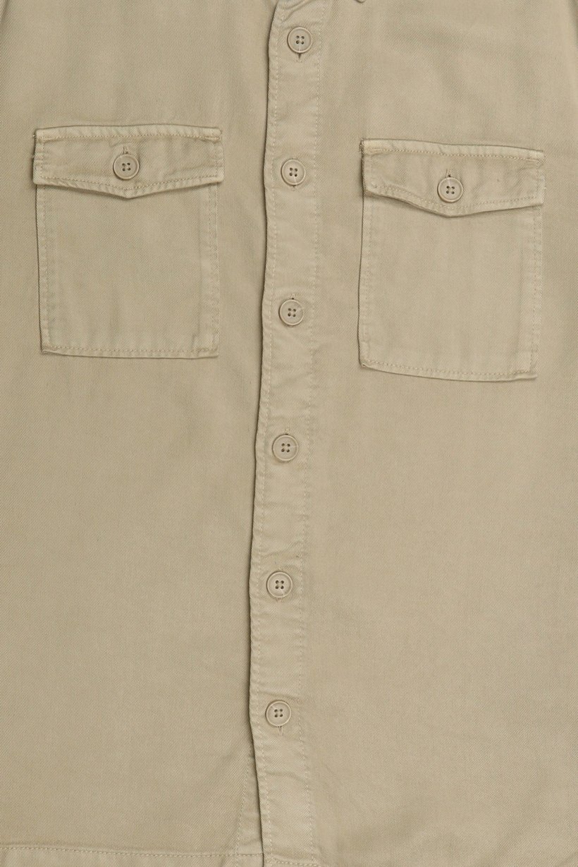 Men Regular Fit Long Sleeve Solid Casual Shirt, Beige