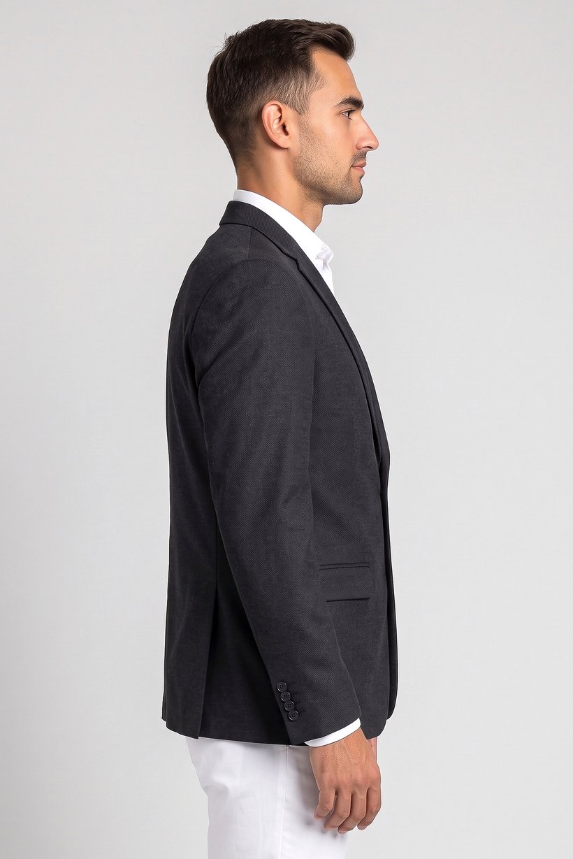 Men Slim Fit Plain Casual Blazer, Black