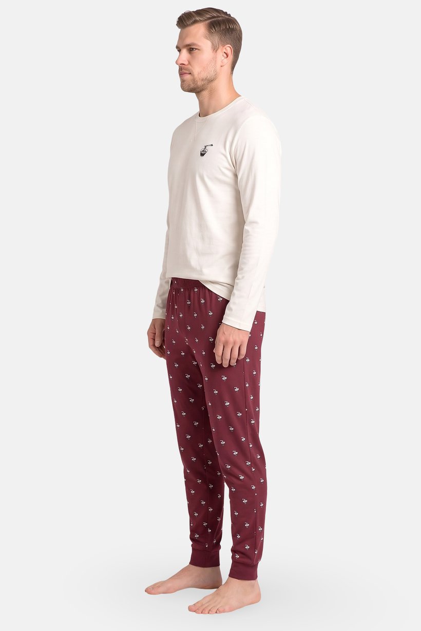 Men 2 Pieces Graphic Print T- Shirt And Pants Pajama Set, Multicolor