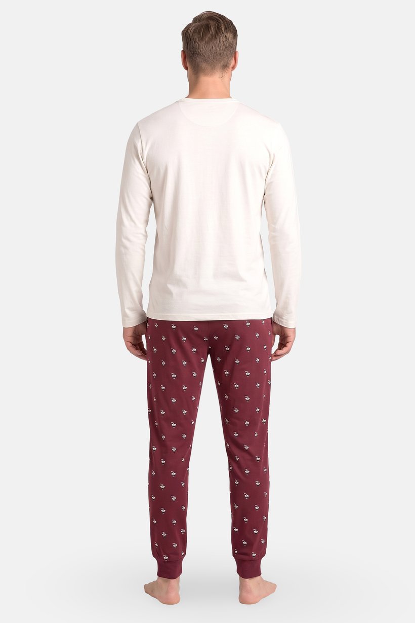 Men 2 Pieces Graphic Print T- Shirt And Pants Pajama Set, Multicolor
