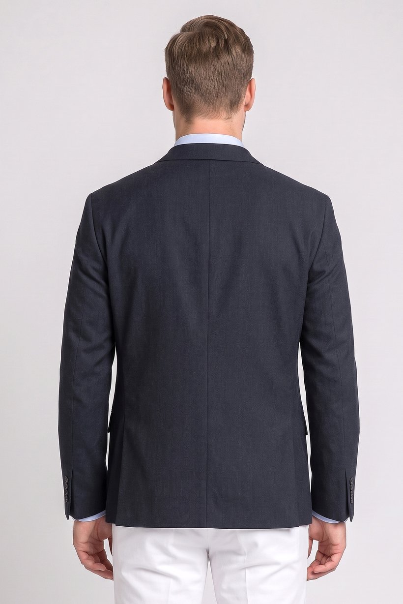 Men Regular Fit Textured Formal Blazer, Navy
