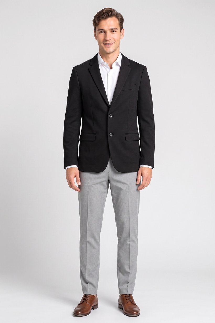 Men Sim Fit Textured Formal Blazer, Black