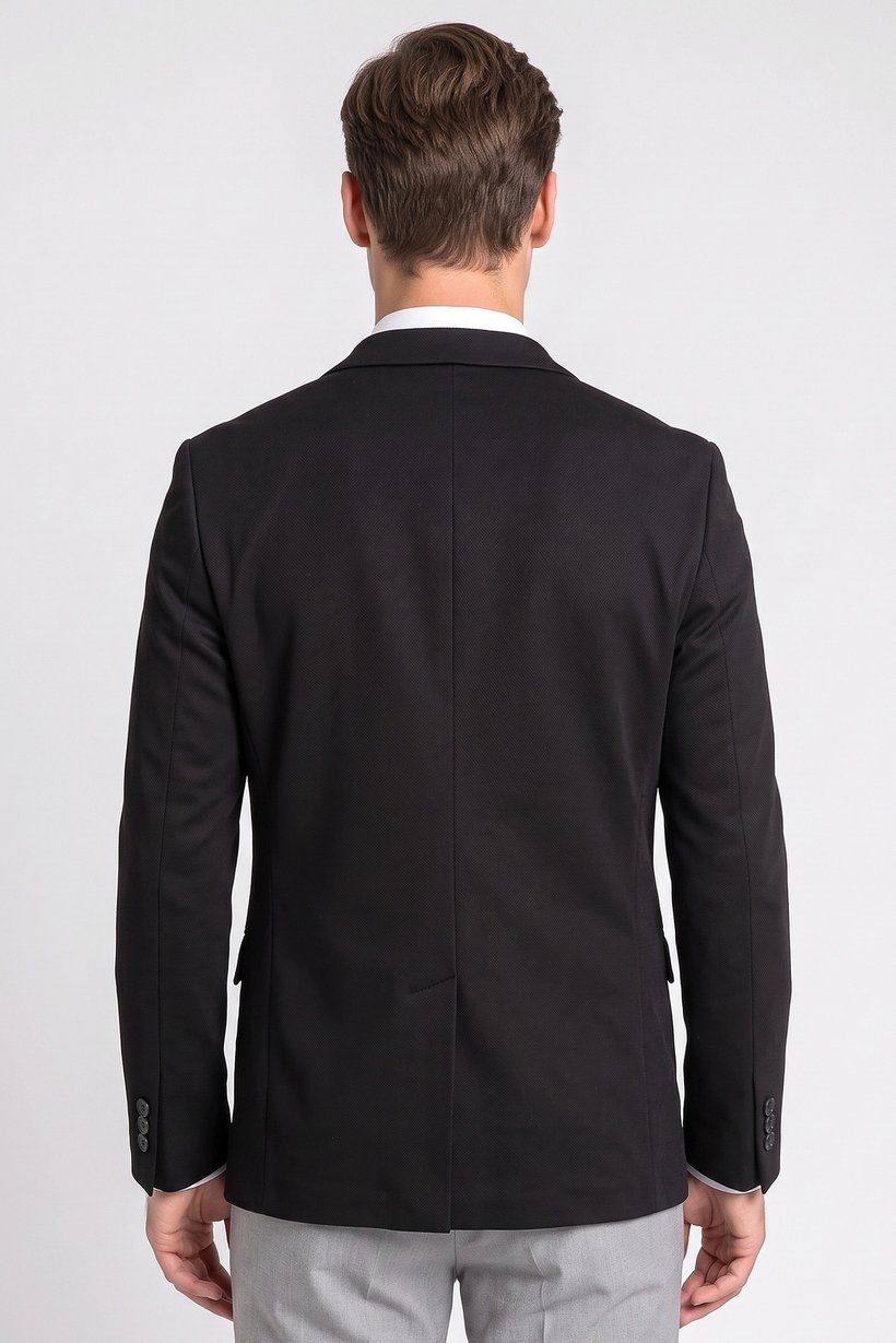 Men Sim Fit Textured Formal Blazer, Black