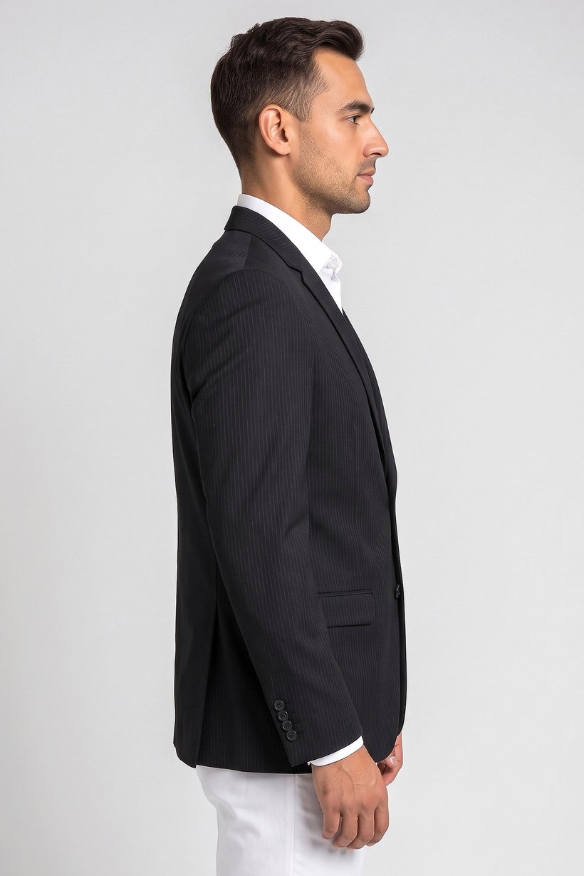 Men Slim Fit Micro Stripe Casual Blazer, Deep Navy