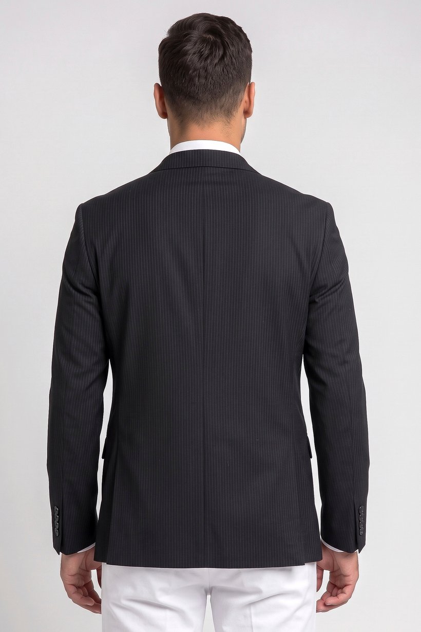 Men Slim Fit Micro Stripe Casual Blazer, Deep Navy