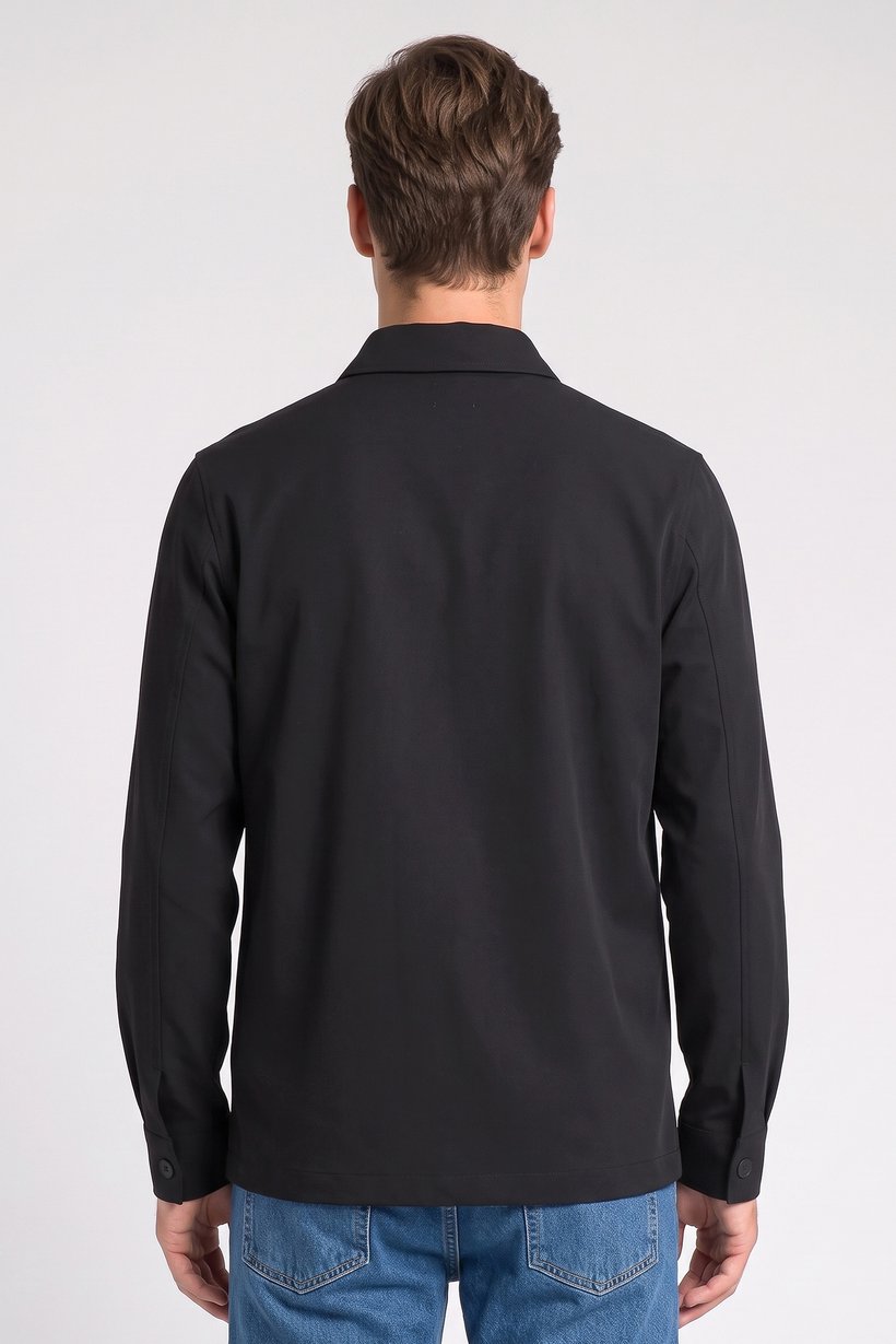 Men Regular Fit Long Sleeve Ribbed Casual Shirt, Black