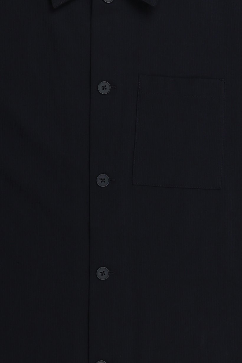 Men Regular Fit Long Sleeve Ribbed Casual Shirt, Dark Navy