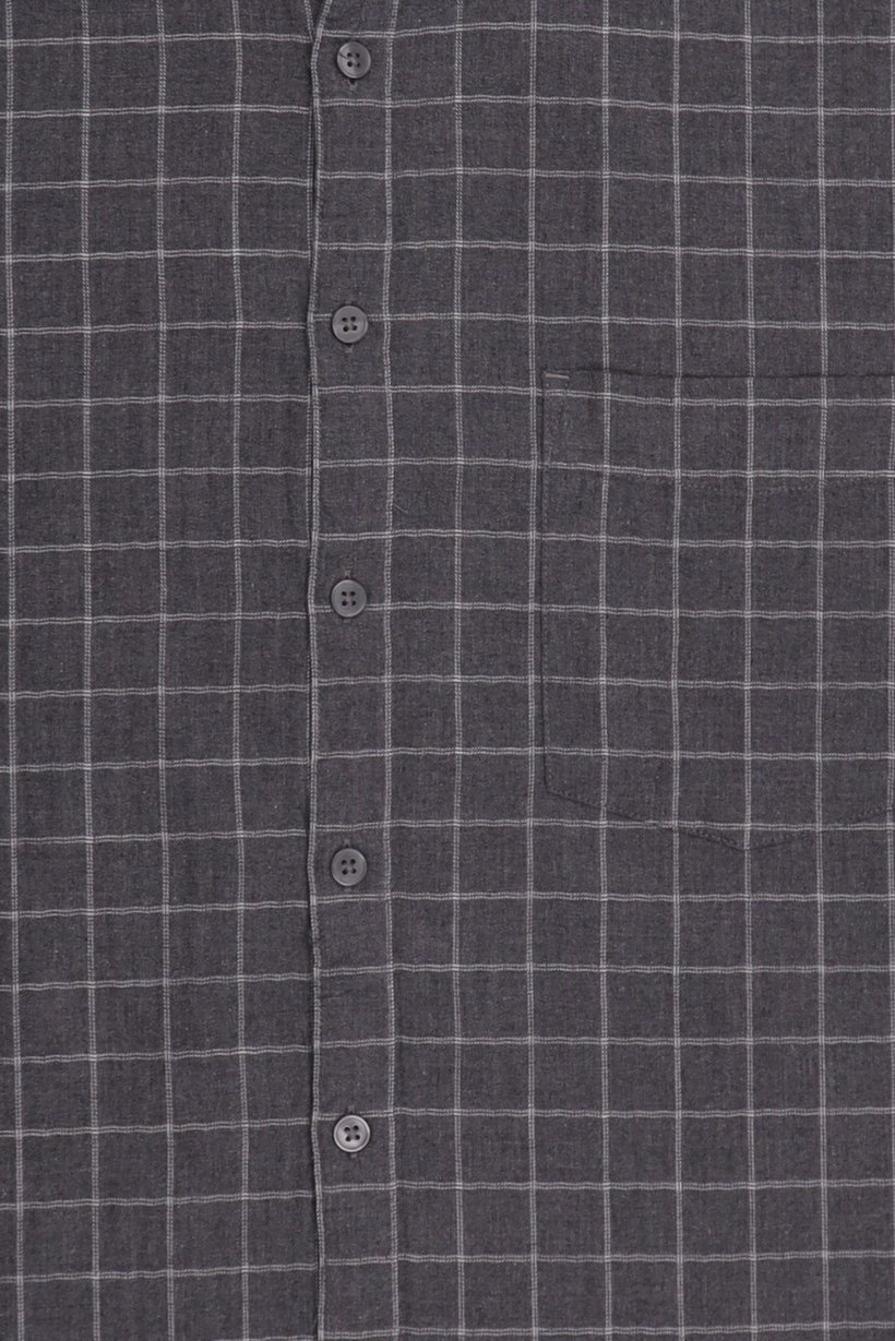 Men Regular Fit Checkered Long Sleeve Casual Shirt, Grey