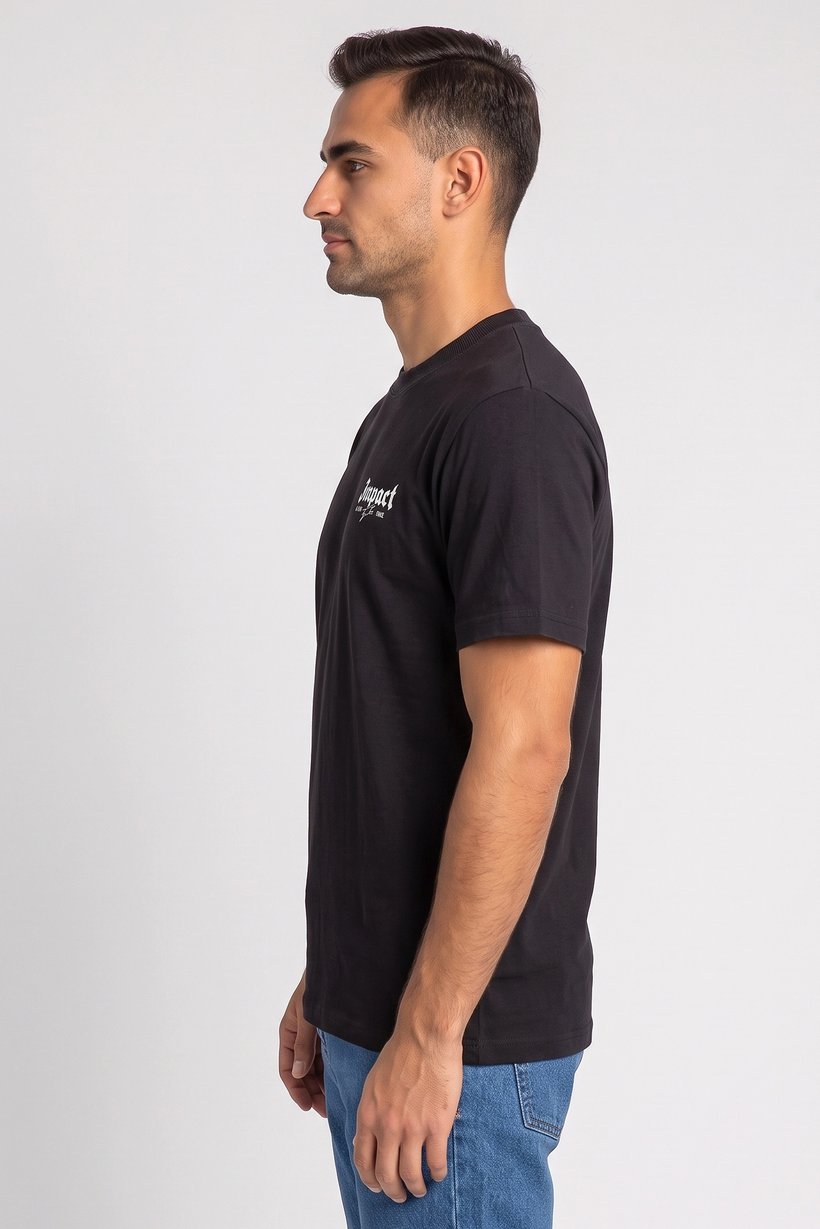 Men Crew Neck Short Sleeve Graphic Print T-Shirt, Black