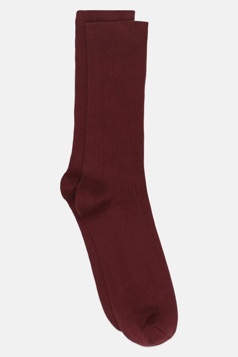 Men 1 Pair Textured Ankle Socks, Burgundy