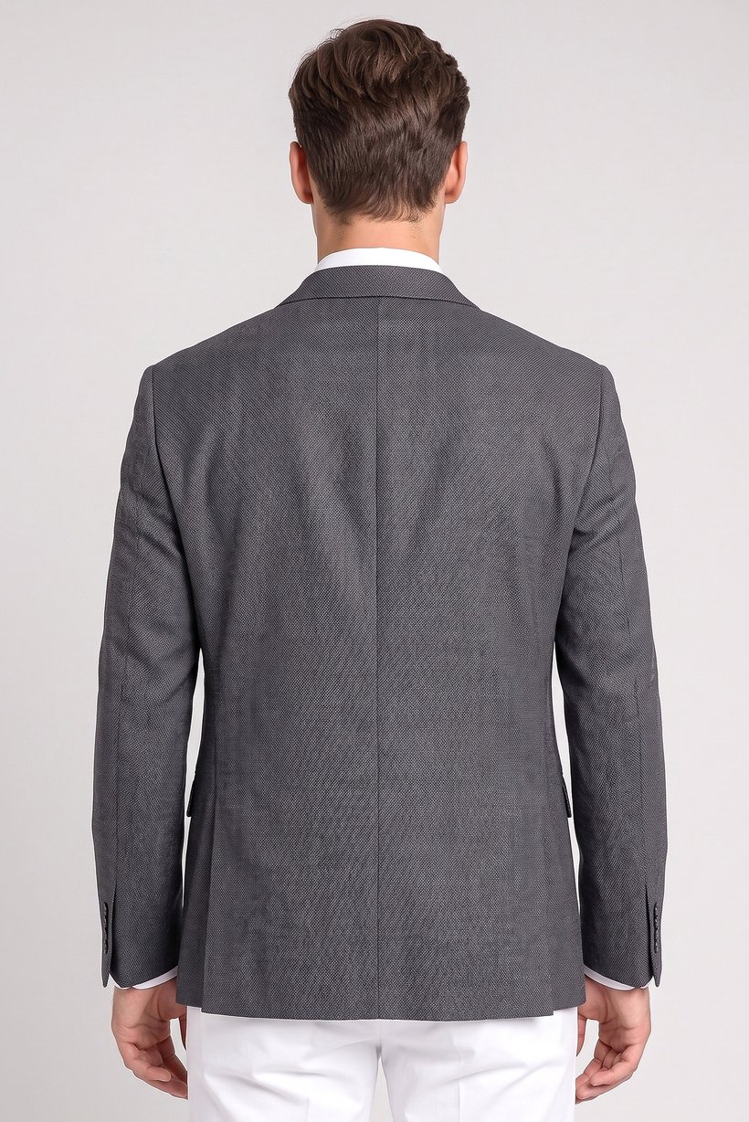 Men Slim Fit Long Sleeve Plain Casual Blazer Jacket, Dark Grey