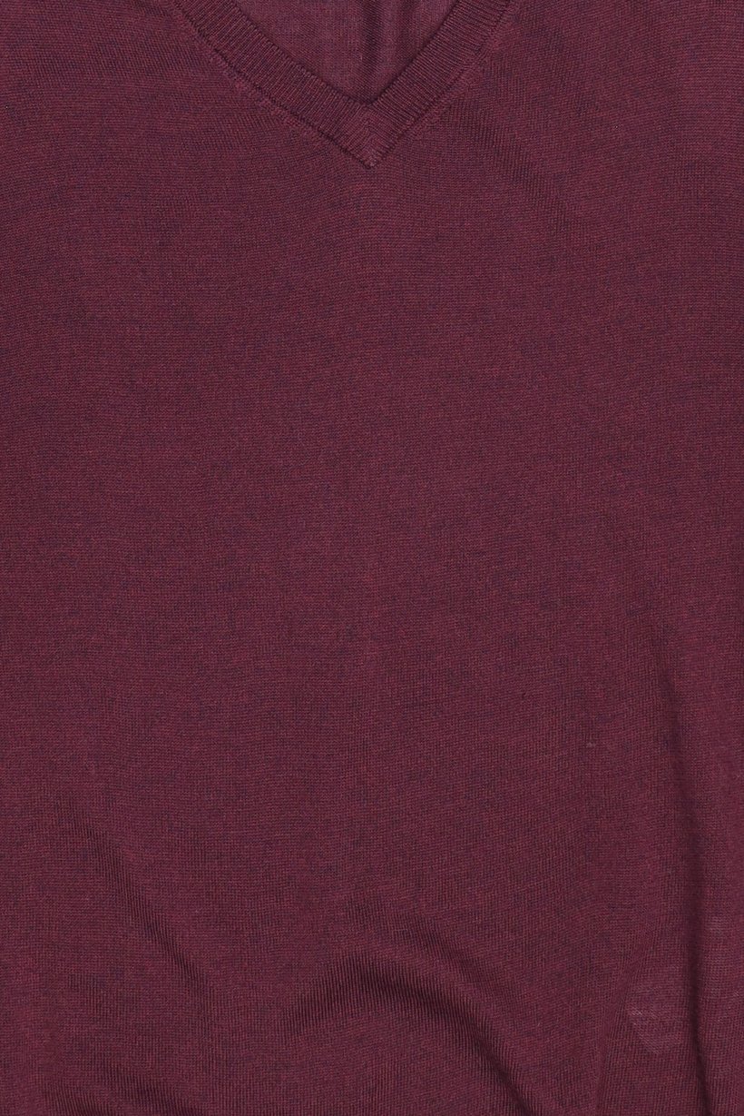 Men Crew Neck Long Sleeve Knitted Sweater, Burgundy
