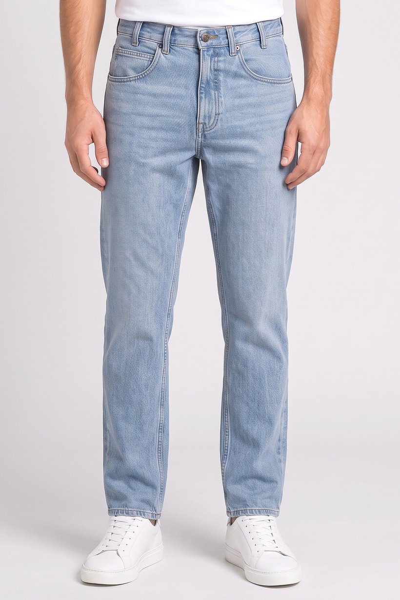Men Regular Fit Washed Non Stretchable Jeans, Light Blue