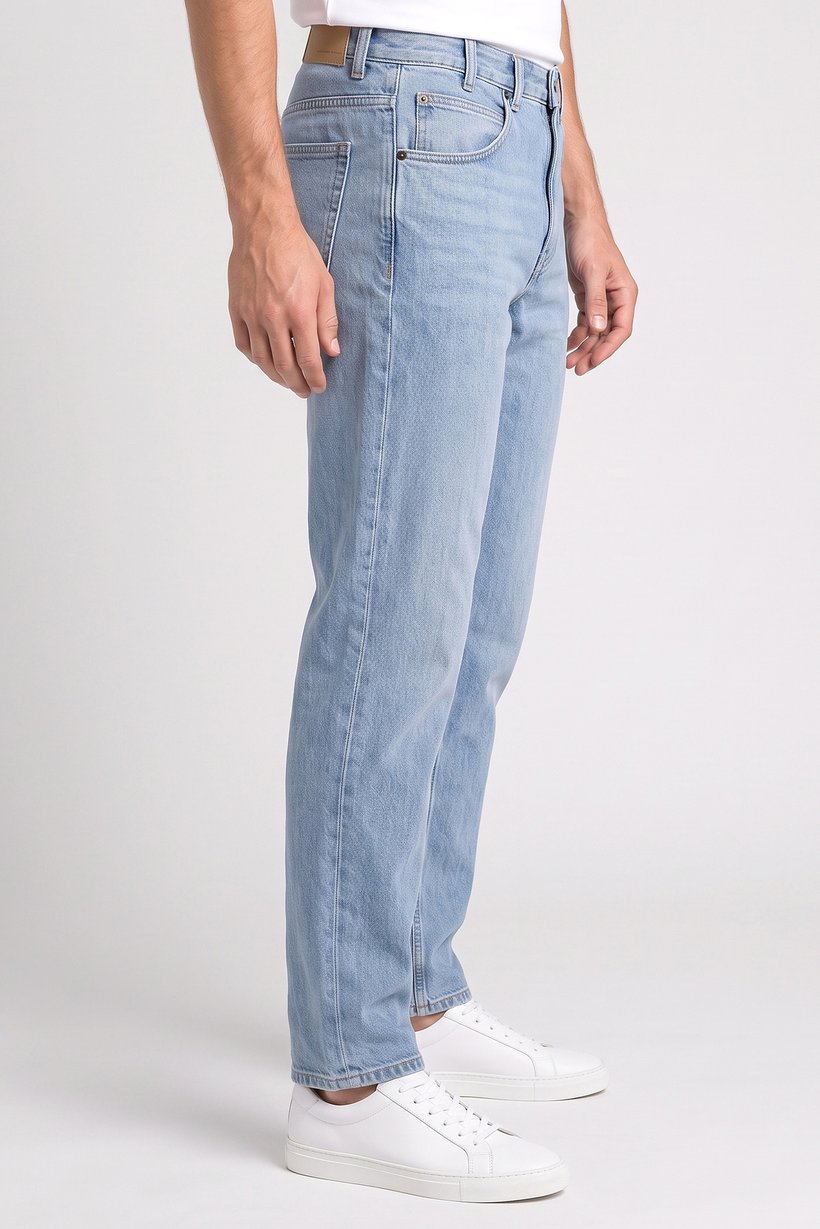 Men Regular Fit Washed Non Stretchable Jeans, Light Blue