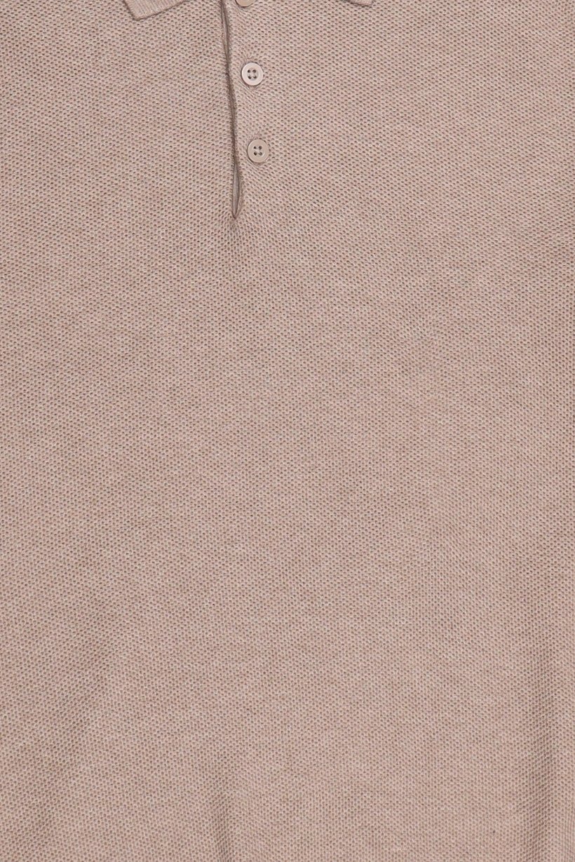 Men Spread Collar Knitted Sweater, Beige