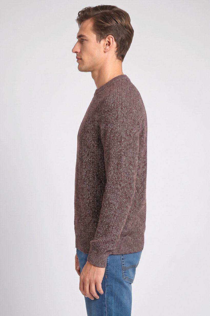 Men Crew Neck Rib Knit Sweater, Multicolor