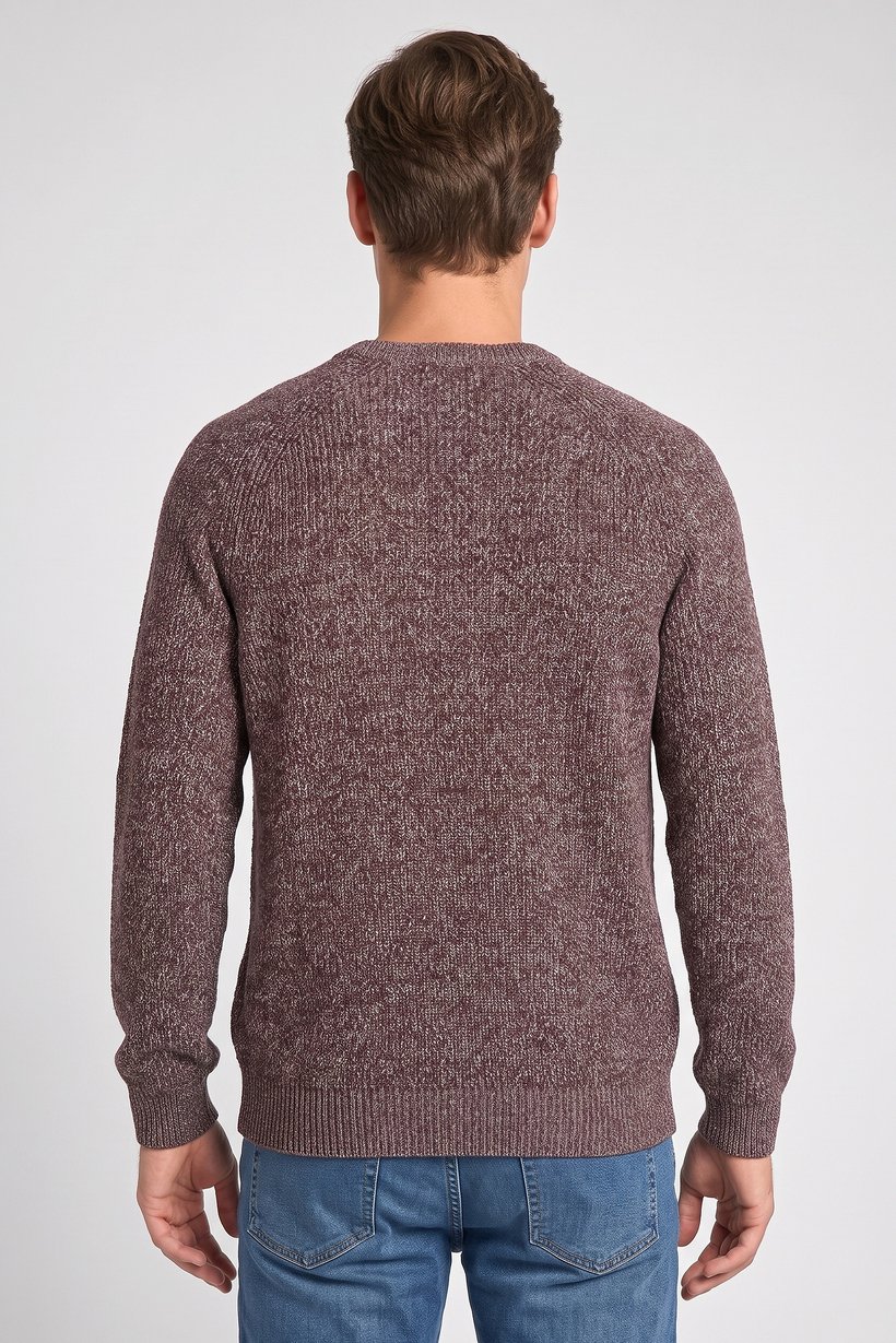 Men Crew Neck Rib Knit Sweater, Multicolor