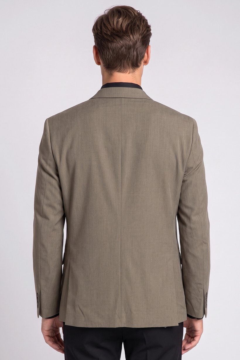 Men Slim Fit Plain Formal Blazer, Light Brown