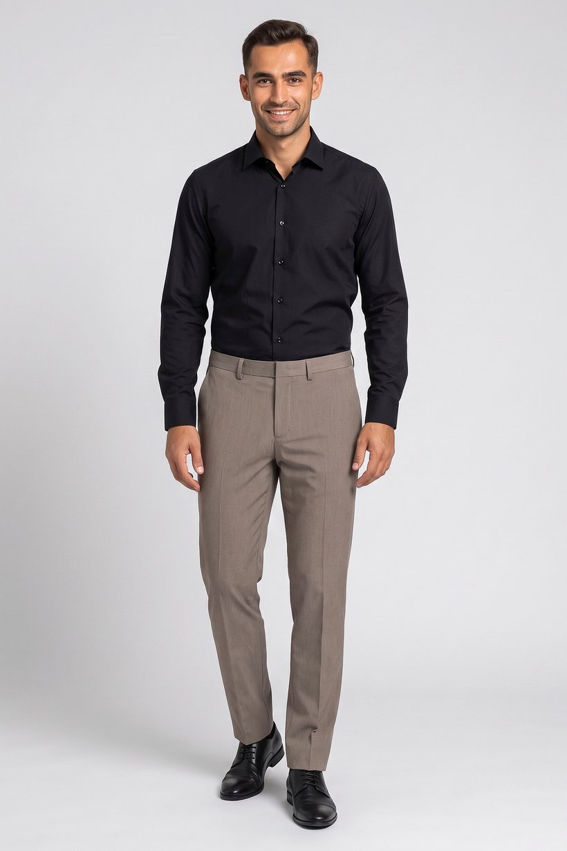 Men Slim Fit Solid Chino Pants, Taupe