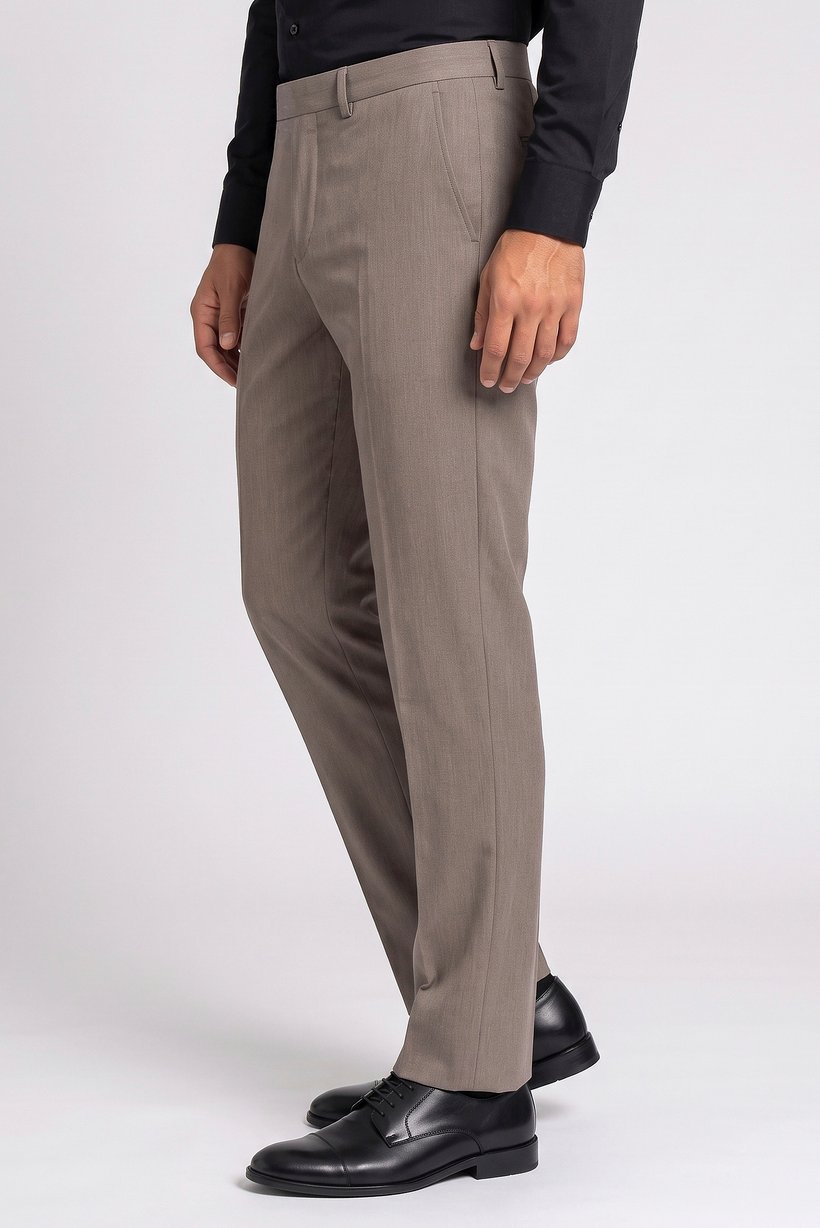 Men Slim Fit Solid Chino Pants, Taupe