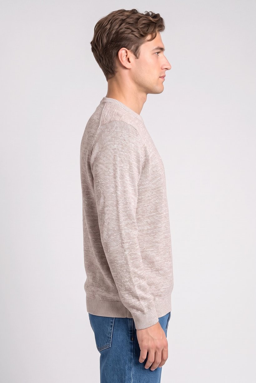 Men Crew Neck Long Sleeve Textured Sweater, Multicolor