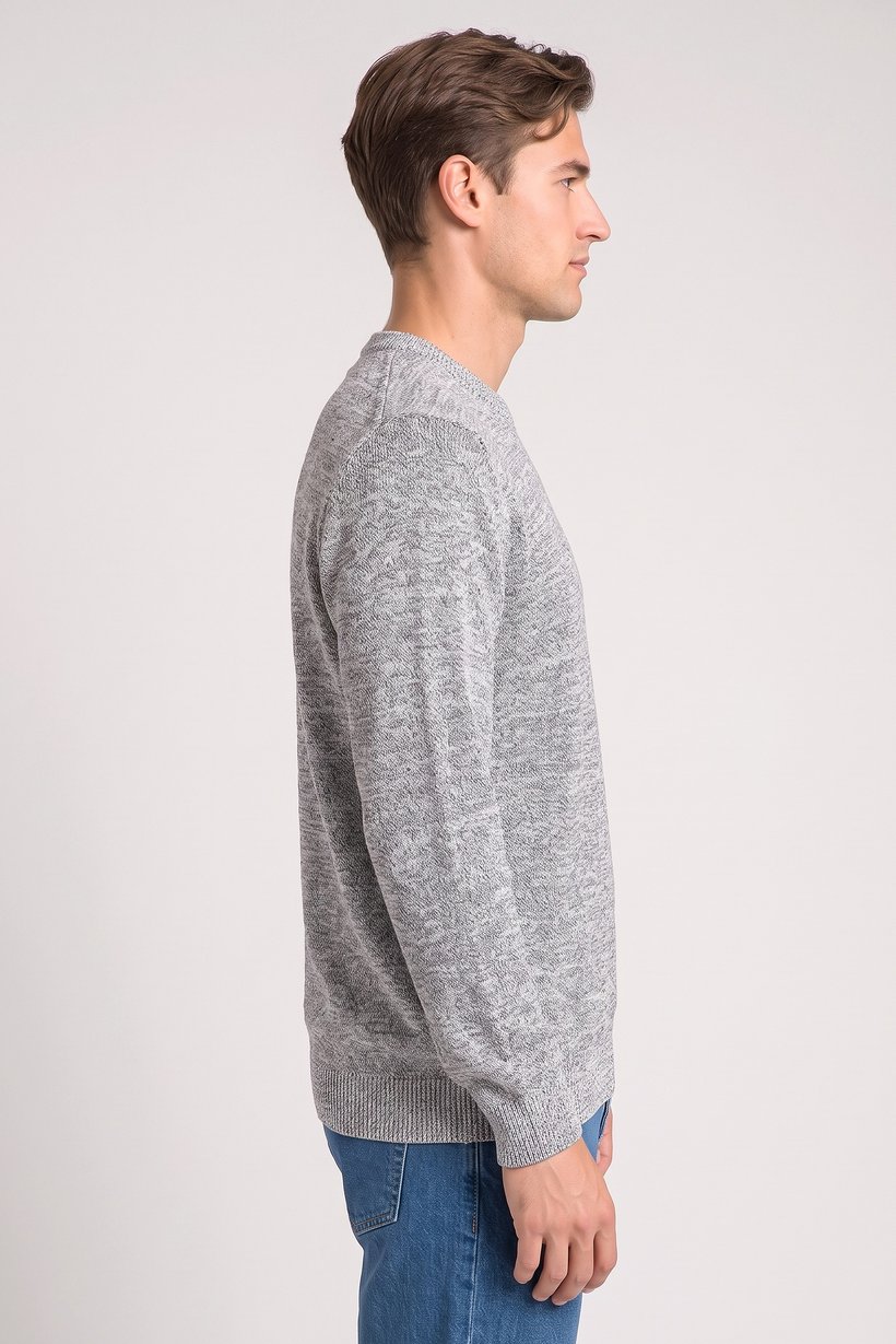 Men Crew Neck Long Sleeve Textured Sweater, Multicolor