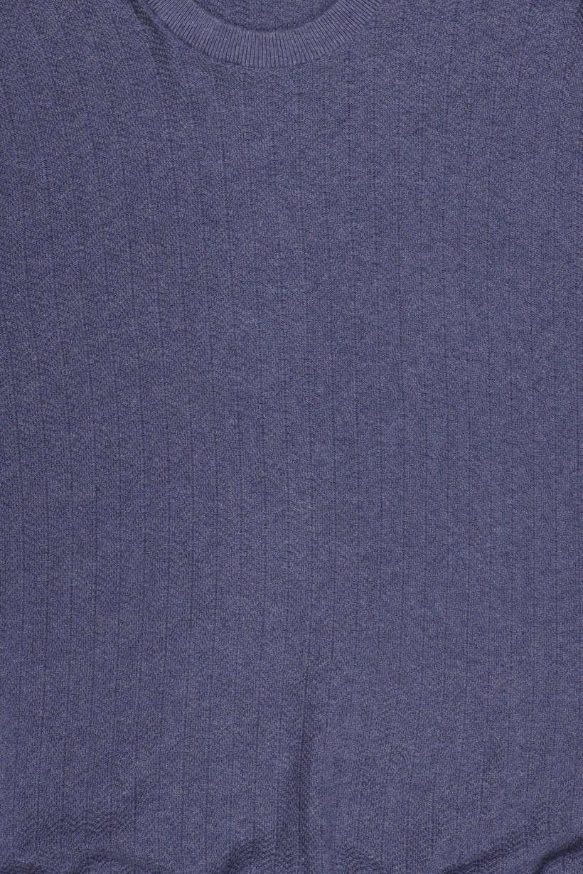 Men Crew Neck Textured Long Sleeve Sweater, Dusty Blue