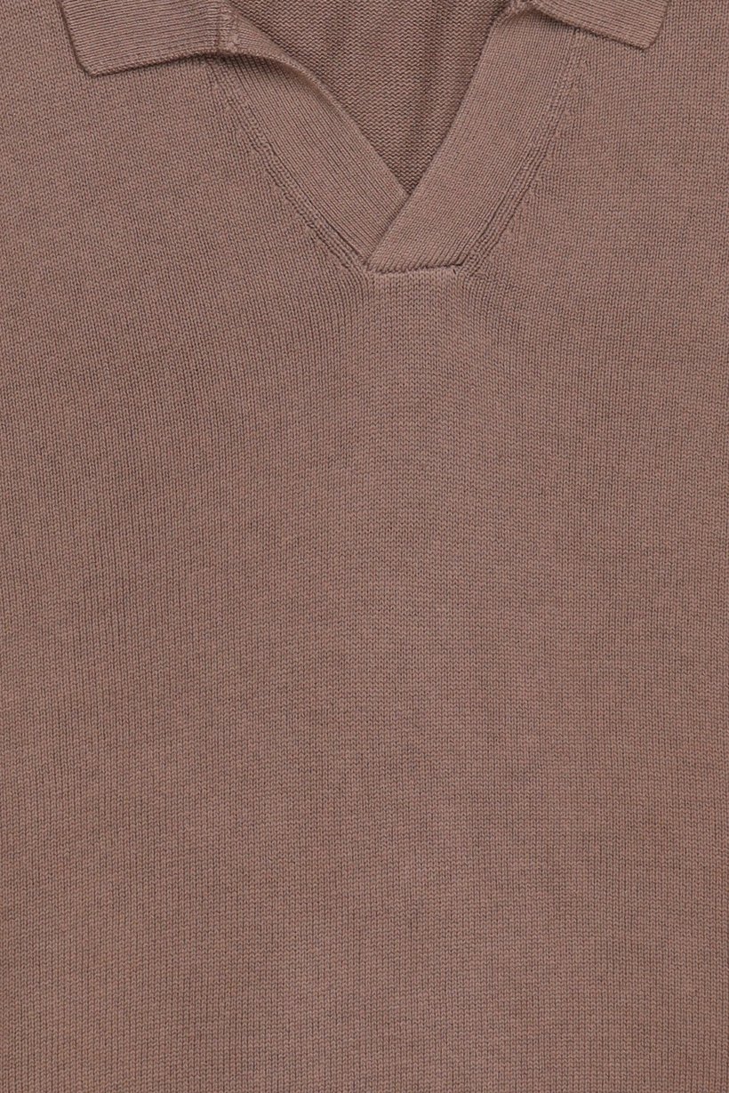 Men Spread Collar Long Sleeve Knitted Sweater, Brown