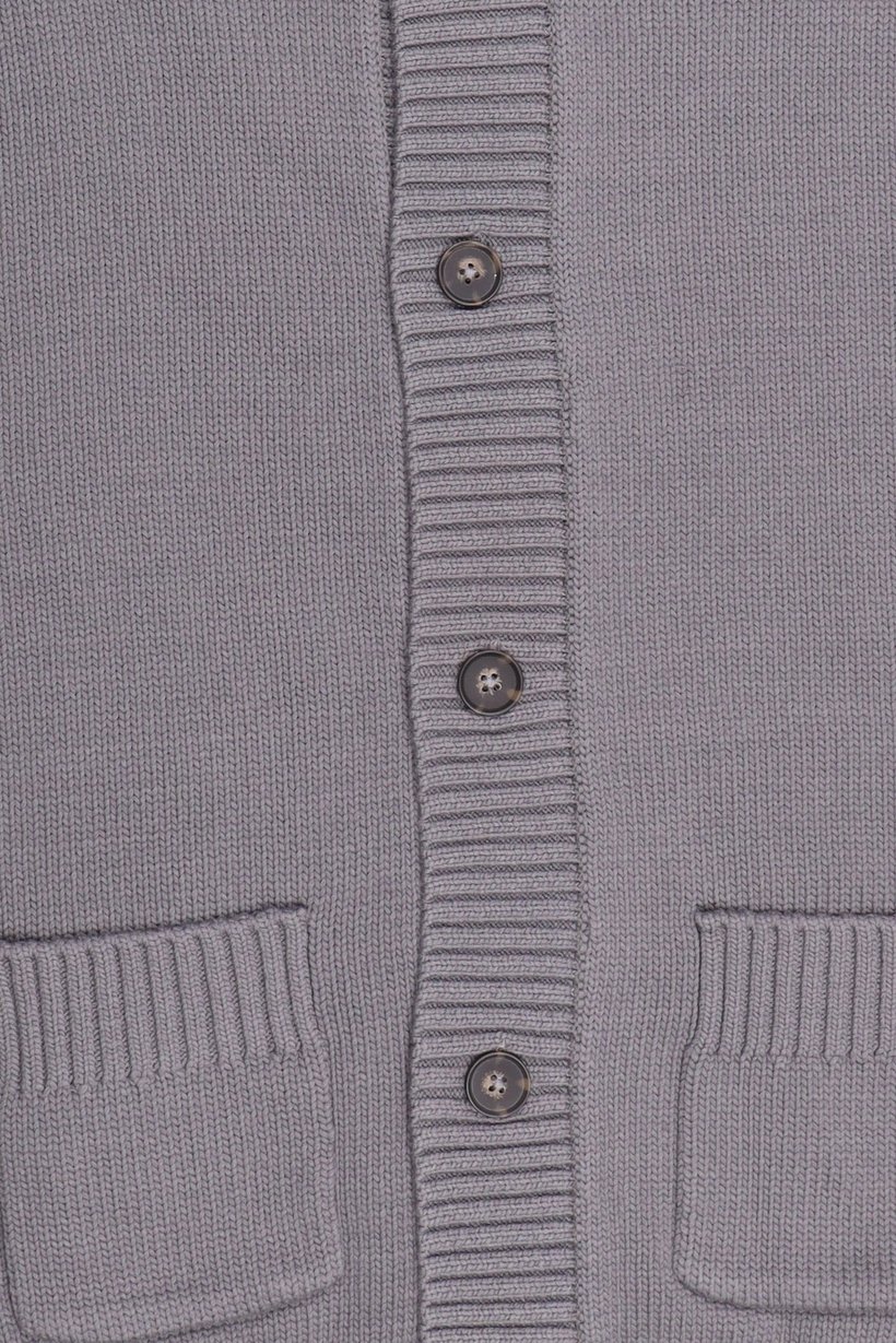 Men High Neck Knitted Cardigan, Grey