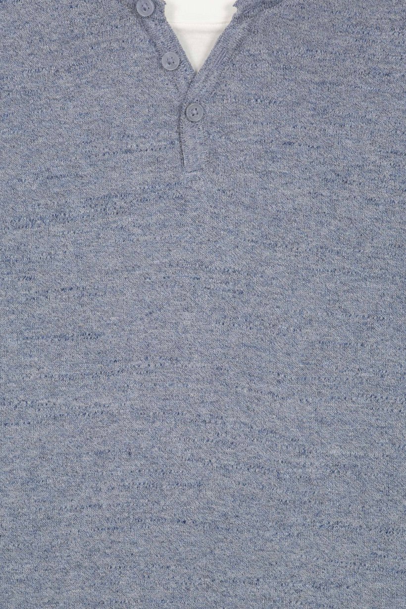 Men Crew Neck Long Sleeve Knitted T-Shirt, Blue