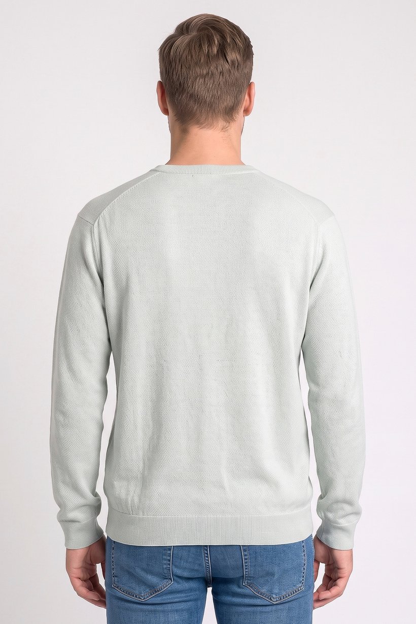 Men Crew Neck Long Sleeve Textured T-Shirt, Mint Green