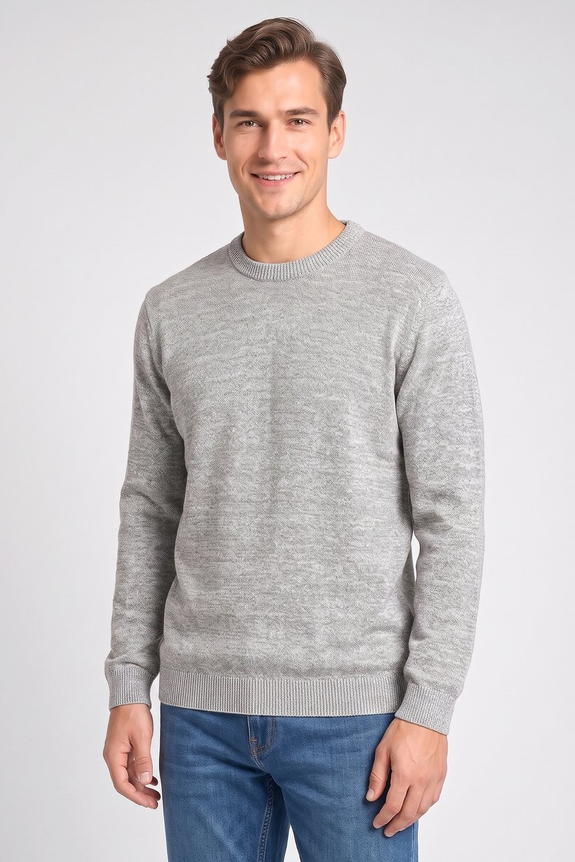 Men Crew Neck Long Sleeve Textured Sweater, Multicolor