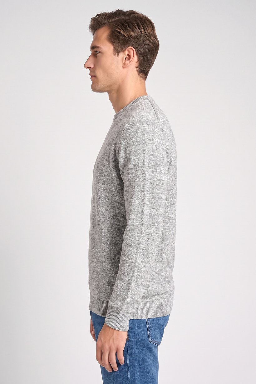 Men Crew Neck Long Sleeve Textured Sweater, Multicolor