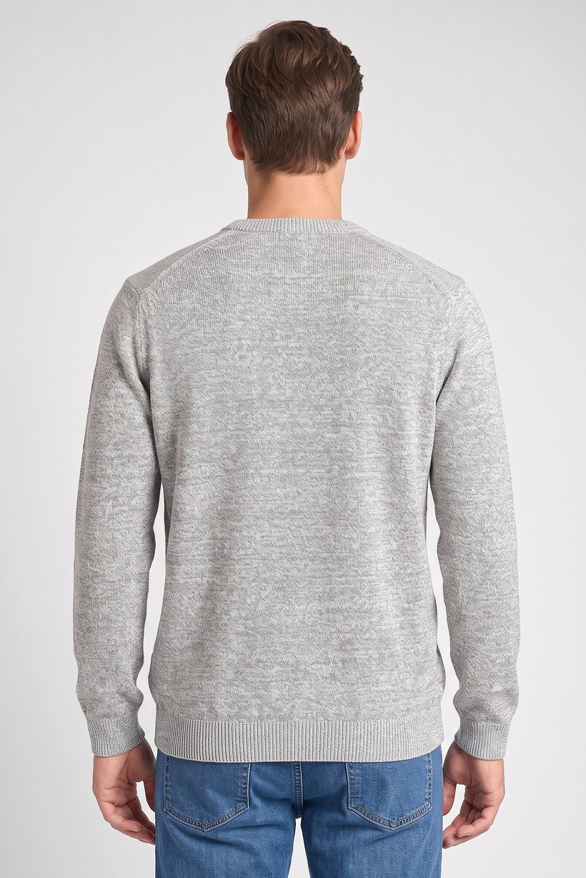Men Crew Neck Long Sleeve Textured Sweater, Multicolor