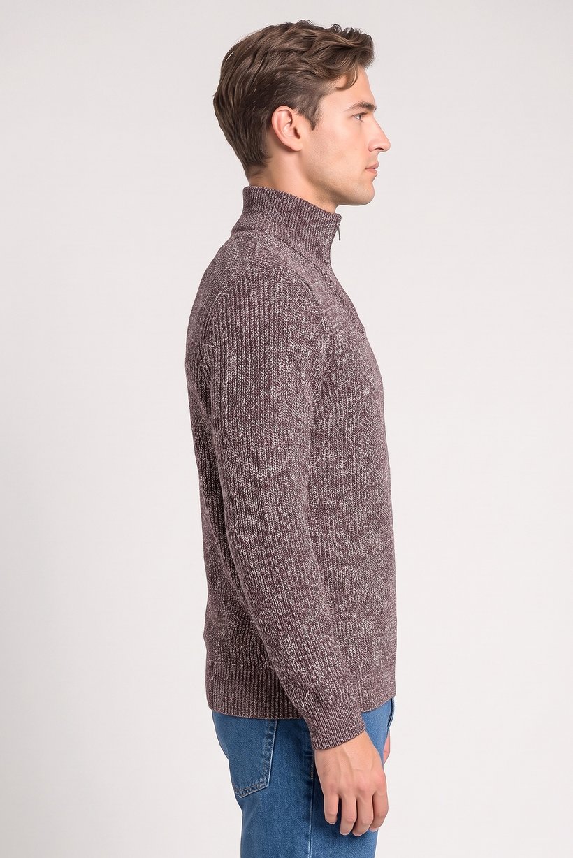 Men Mock Neck Knitted Sweater, Multicolor