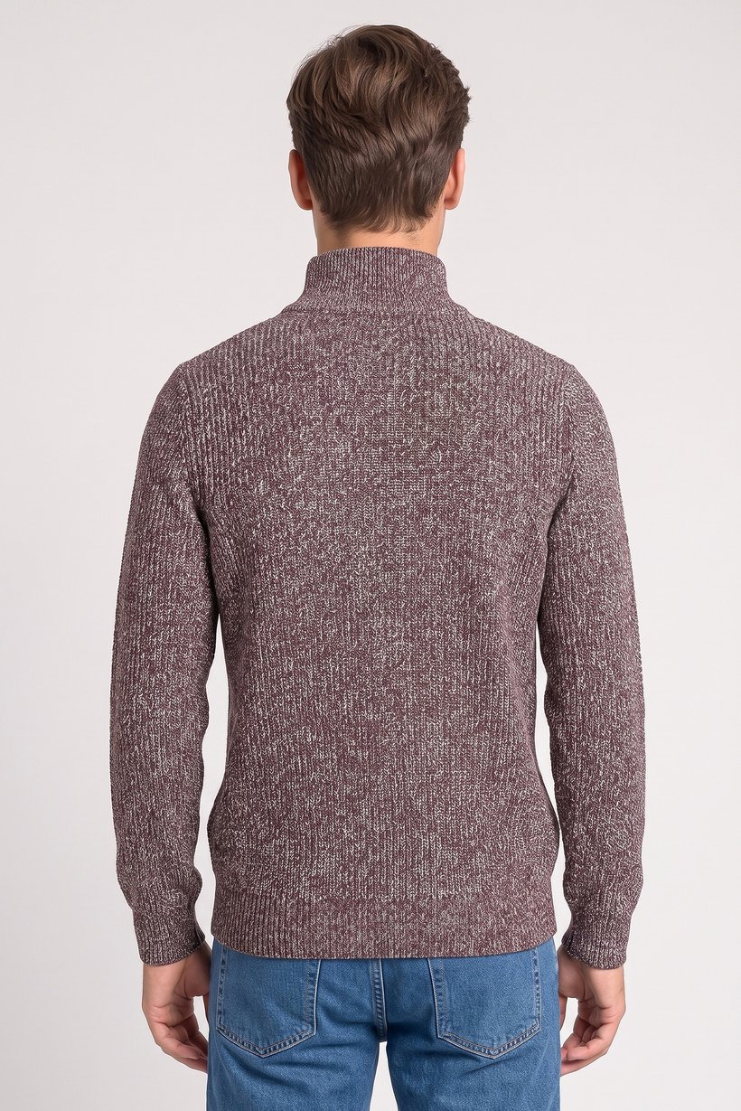 Men Mock Neck Knitted Sweater, Multicolor