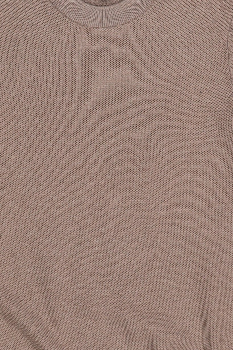 Men Crew Neck Knitted Sweater, Light Brown