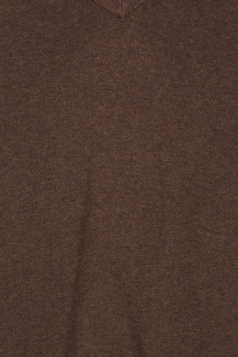 Men V-Neck Long Sleeve Plain Sweater, Coffee