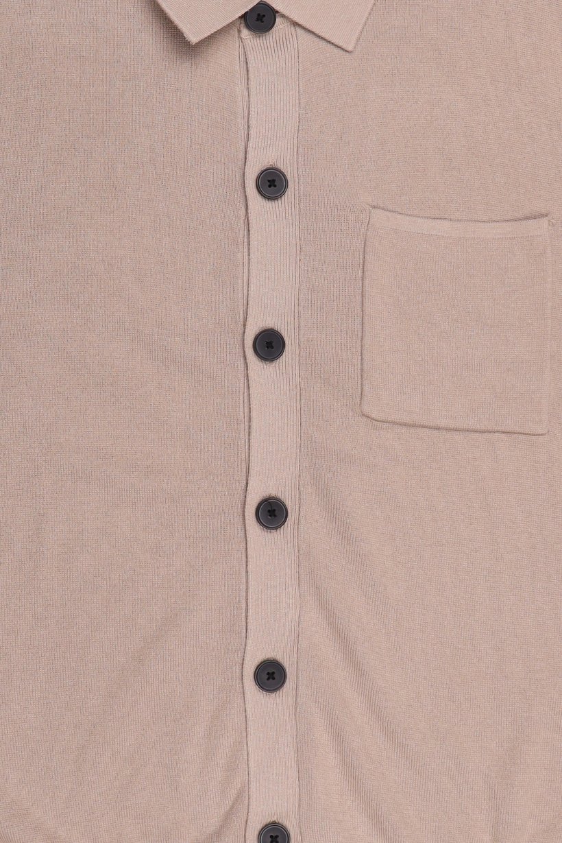 Men Spread Collar Knitted Cardigan, Beige