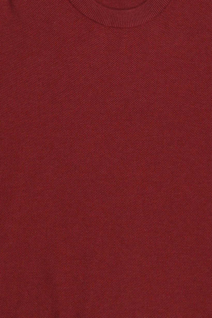 Men Crew Neck Long Sleeve Knitted Sweater, Burgundy