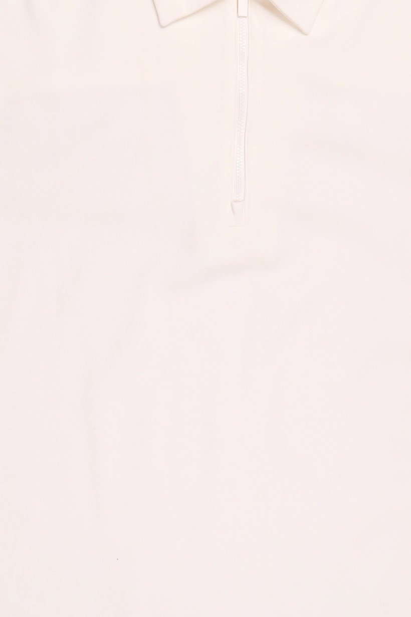Men Regular Fit Long Sleeve Plain Polo Shirt, Cream