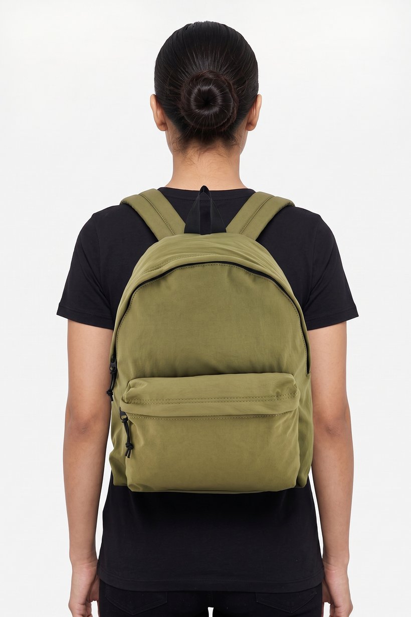 Women Plain Backpack, Olive