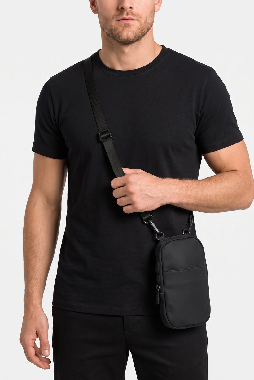 Women Solid Phone Mobile Cross Body Bag, Black