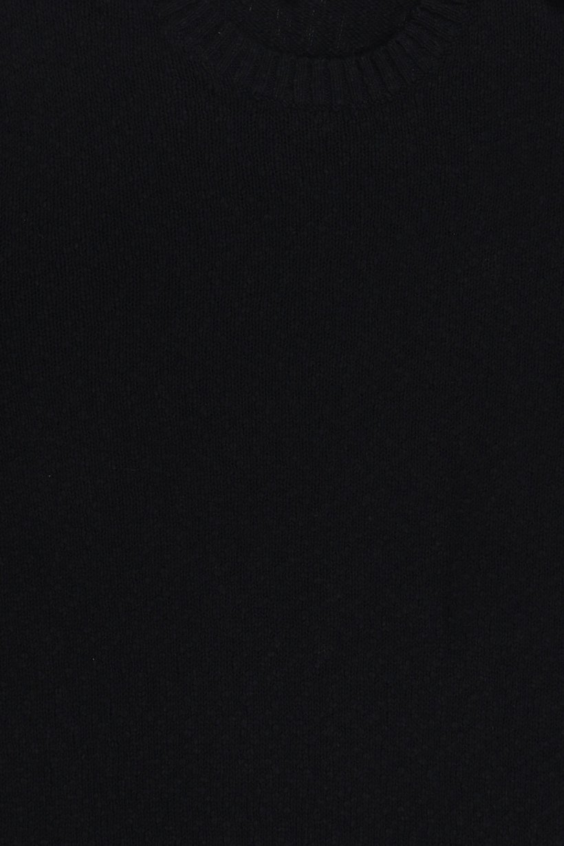 Men Crew Neck Textured Sweater, Black